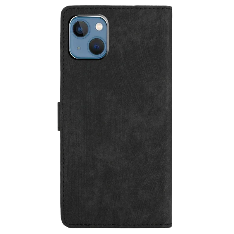 For iPhone 15 Dustproof Phone Cover PU Leather Wallet Slim-Fit Stand Skin-touch Mobile Phone Case - Black