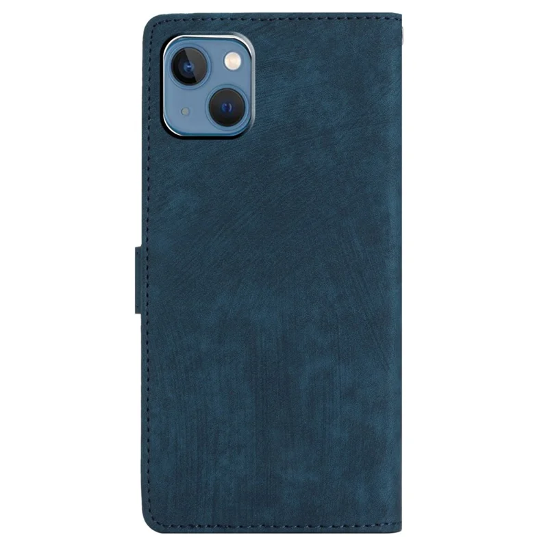 Para iPhone 15 Plus Suporte de Pele de Toque Celular Capa de Carteira de Couro PU Slim-Fit Case de Telefone Móvel - Azul