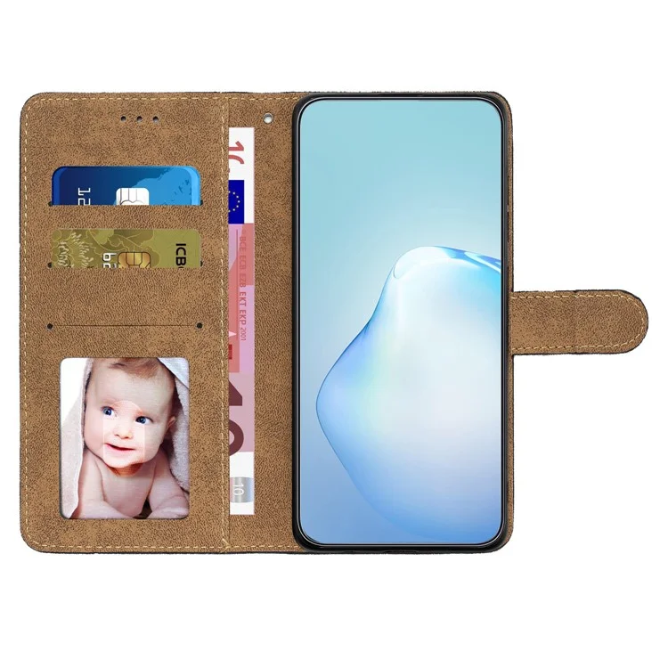 Para iPhone 15 Funda de Cartera de Piel Soporte para Teléfono Textura de Caballo Loco Funda de Teléfono Cubierta de Concha con Líneas Impresas - Negro