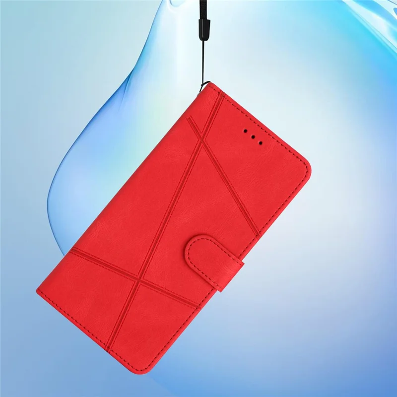 For iPhone 15 Wallet Leather Phone Stand Case Crazy Horse Texture Shell Phone Cover Imprinted Lines Shell - Red