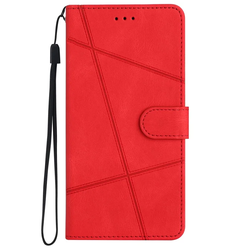 For iPhone 15 Wallet Leather Phone Stand Case Crazy Horse Texture Shell Phone Cover Imprinted Lines Shell - Red