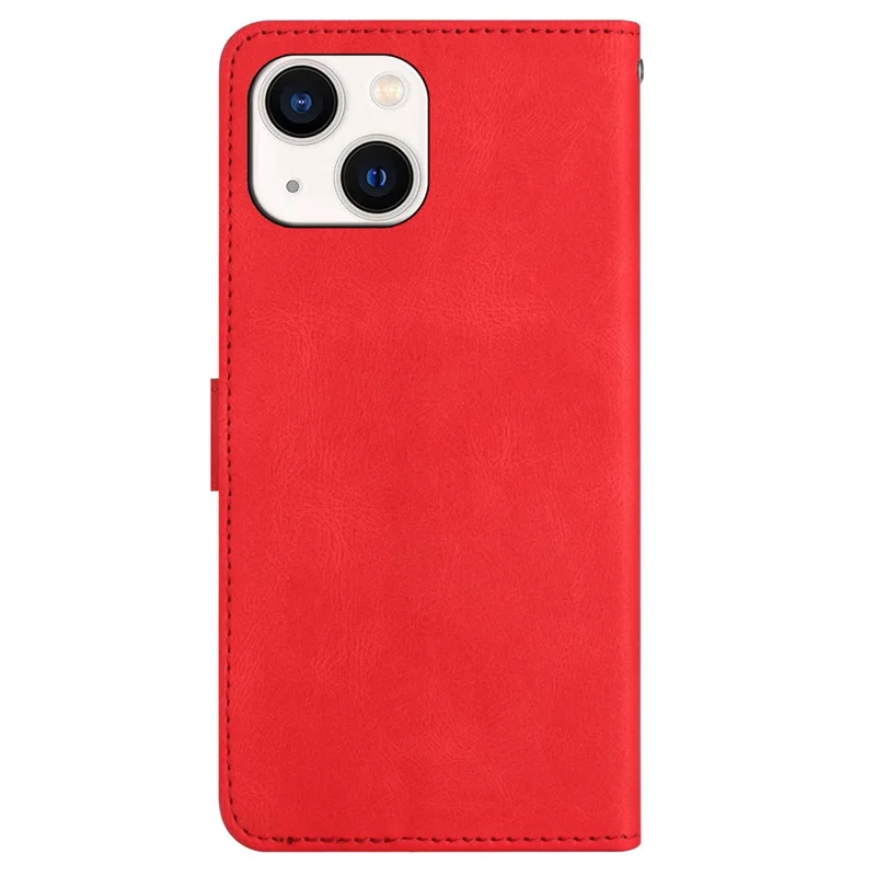 For iPhone 15 Wallet Leather Phone Stand Case Crazy Horse Texture Shell Phone Cover Imprinted Lines Shell - Red