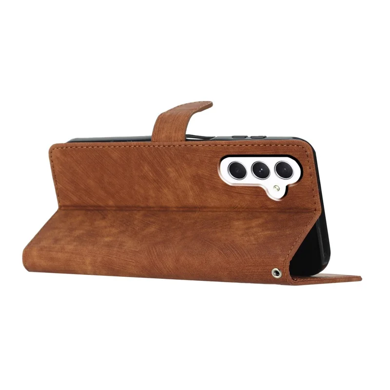 Für Samsung Galaxy A25 5G (Global) (161,0 x 76,5 x 8,3 mm) PU-Leder-Geldbörsen-Cover mit Ständer und Telefonhülle - Braun