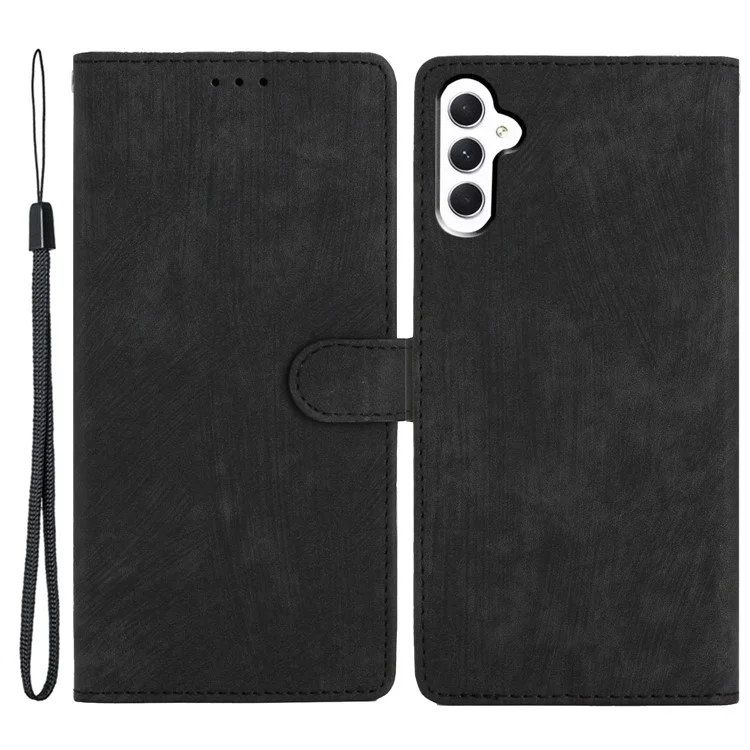 Para Samsung Galaxy S23 FE Anti-Scratch Phone Shell PU Leather Wallet Case Stand Skin-touch Phone Cover - Negro