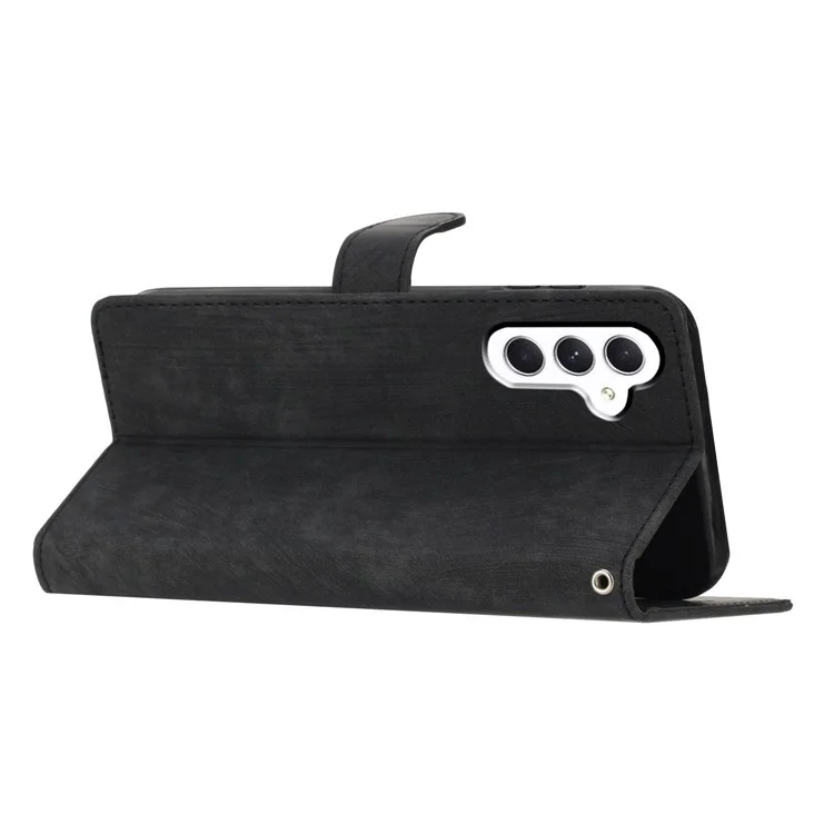 Para Samsung Galaxy S23 FE Anti-Scratch Phone Shell PU Leather Wallet Case Stand Skin-touch Phone Cover - Negro