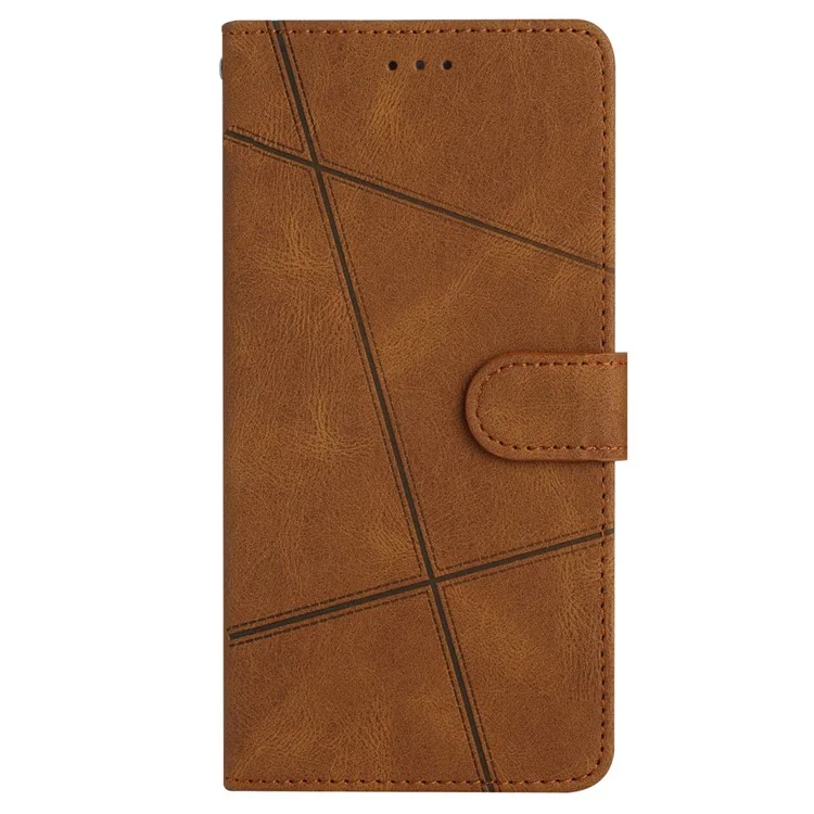 Чехол для телефона Samsung Galaxy S23 FE, с текстурой crazy horse, с тиснеными линиями, ПУ-кожаный, с подставкой, кошелек - коричневый