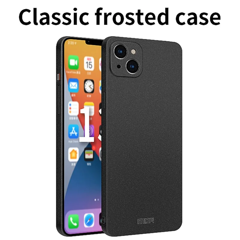 MOFI Shield Matte Series Fingerprint-free Phone Case für iPhone 15, harte PC-Matte Smartphone-Abdeckung - Grau