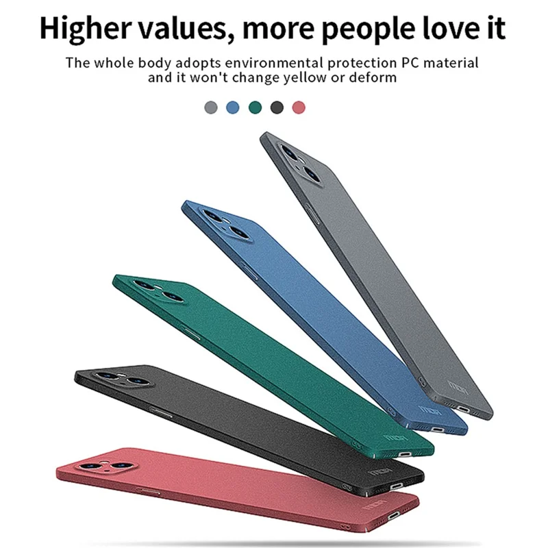 MOFI Shield Matte Series Fingerprint-free Phone Case für iPhone 15, harte PC-Matte Smartphone-Abdeckung - Grau