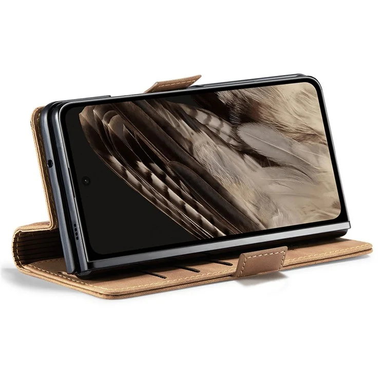 CASEME 013 Series para Google Pixel Fold Funda de Teléfono de Cartera de Cuero PU Soporte Smartphone Cubierta - Marrón