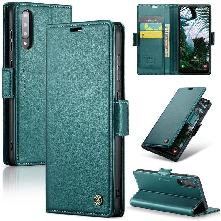 CASEME 023 Série Pour Samsung Galaxy A30s / A50 / A50s Couverture du téléphone RFID Blocking Stand Wallet Étui en cuir - Vert