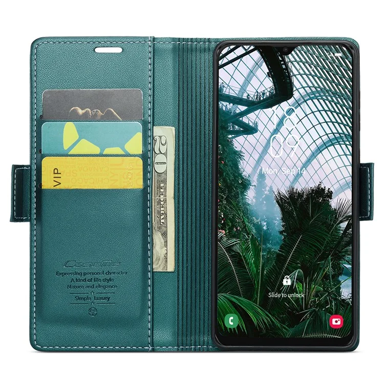 CASEME 023 Série Pour Samsung Galaxy A30s / A50 / A50s Couverture du téléphone RFID Blocking Stand Wallet Étui en cuir - Vert