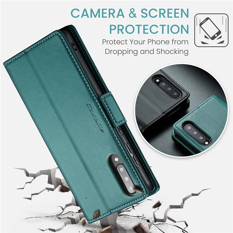 CASEME 023 Série Pour Samsung Galaxy A30s / A50 / A50s Couverture du téléphone RFID Blocking Stand Wallet Étui en cuir - Vert
