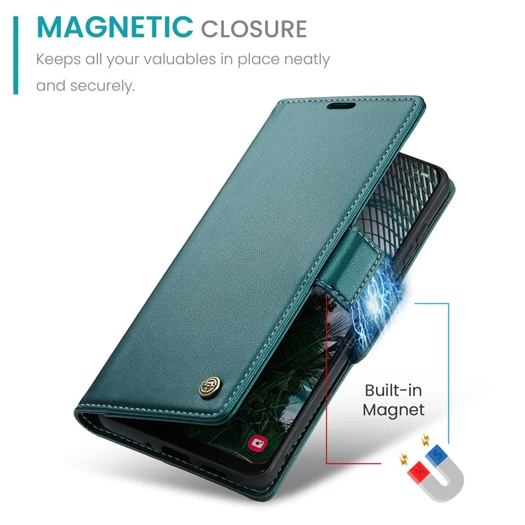 CASEME 023 Série Pour Samsung Galaxy A30s / A50 / A50s Couverture du téléphone RFID Blocking Stand Wallet Étui en cuir - Vert