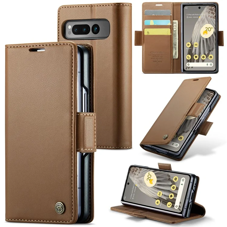 CASEME 023 Series per Google Pixel Fold Custodia Portafoglio in Pelle RFID con Supporto per Telefono Cellulare - Marrone