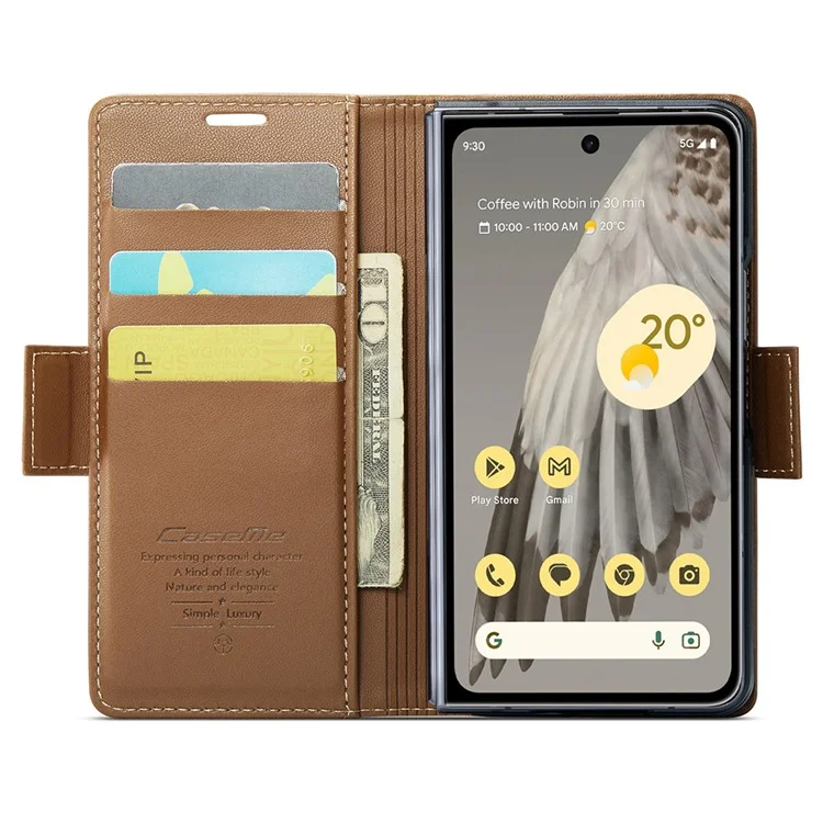 CASEME 023 Series per Google Pixel Fold Custodia Portafoglio in Pelle RFID con Supporto per Telefono Cellulare - Marrone