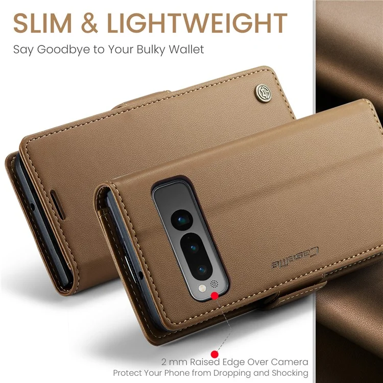 CASEME 023 Series per Google Pixel Fold Custodia Portafoglio in Pelle RFID con Supporto per Telefono Cellulare - Marrone