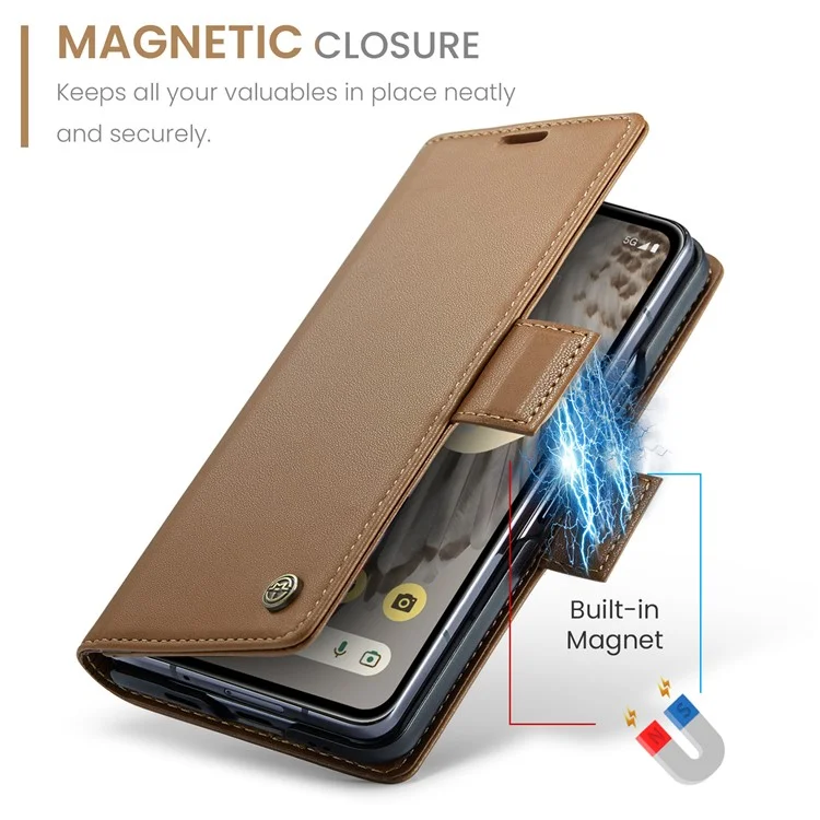 CASEME 023 Series per Google Pixel Fold Custodia Portafoglio in Pelle RFID con Supporto per Telefono Cellulare - Marrone