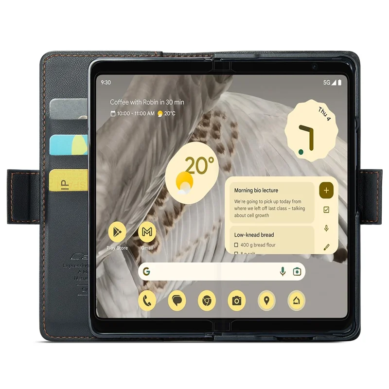 For Google Pixel Fold Leather Case CASEME 023 RFID Blocking 3 Card Slot Mobile Cover - Black