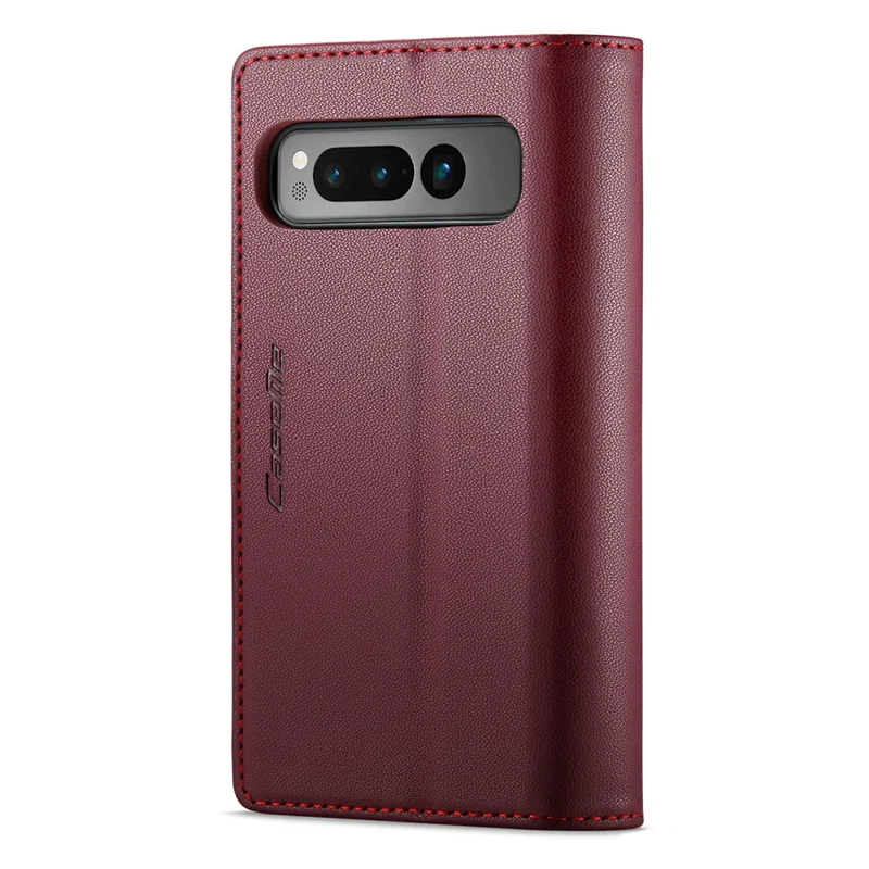 For Google Pixel Fold Leather Case CASEME 023 RFID Blocking 3 Card Slot Mobile Cover - Red
