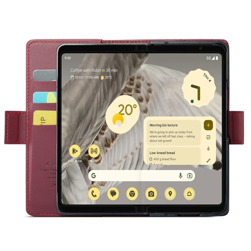 For Google Pixel Fold Leather Case CASEME 023 RFID Blocking 3 Card Slot Mobile Cover - Red