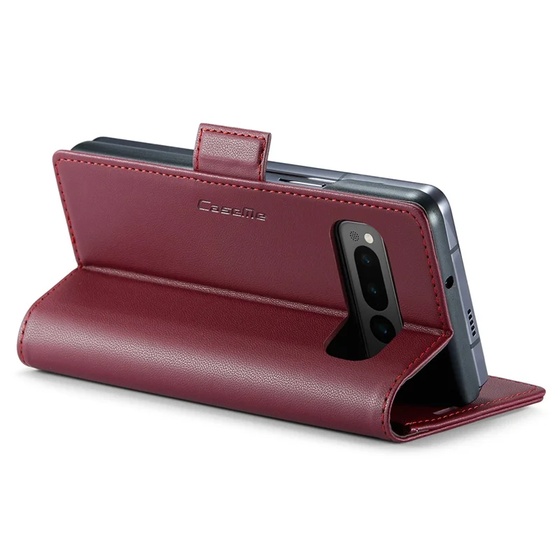 For Google Pixel Fold Leather Case CASEME 023 RFID Blocking 3 Card Slot Mobile Cover - Red