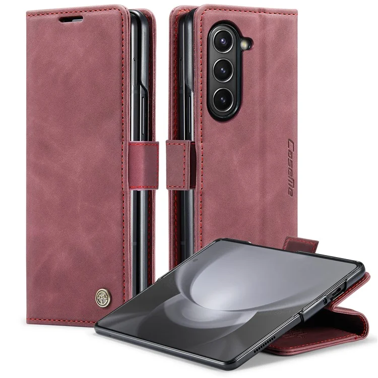 CASEME 013 Série Pour Samsung Galaxy Z Fold5 5G Étui de Portefeuille en Cuir pour Téléphone - Bordeaux