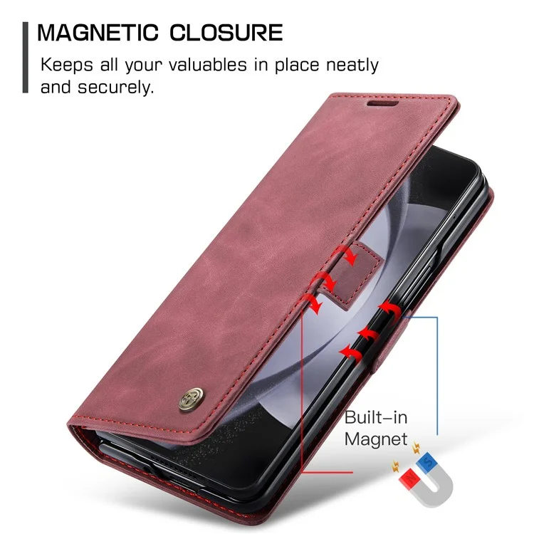 CASEME 013 Série Pour Samsung Galaxy Z Fold5 5G Étui de Portefeuille en Cuir pour Téléphone - Bordeaux