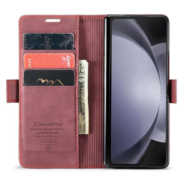 CASEME 013 Série Pour Samsung Galaxy Z Fold5 5G Étui de Portefeuille en Cuir pour Téléphone - Bordeaux