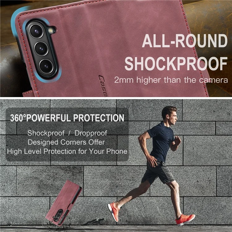 CASEME 013 Série Pour Samsung Galaxy Z Fold5 5G Étui de Portefeuille en Cuir pour Téléphone - Bordeaux