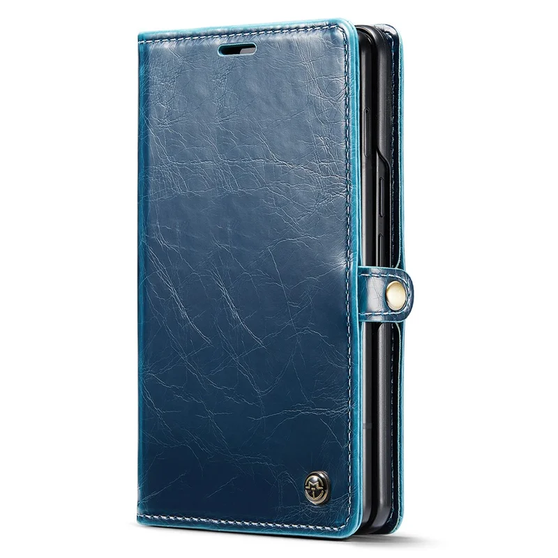 CASEME 003 Serie Waxy Crazy Horse Textur PU-Handyhülle für Google Pixel Fold Wallet Telefonhülle mit Ständer - Blau