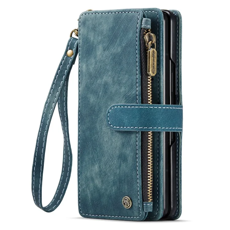 CASEME C30 Series per Google Pixel Fold Custodia con cerniera e tasche 7 slot per schede Custodia in pelle con tracolla - Blu