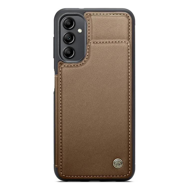 CASEME C22 Series для Samsung Galaxy A14 5G / 4G RFID Blocking Card Holder Kickstand Case Leather Coated TPU Cover - Коричневый