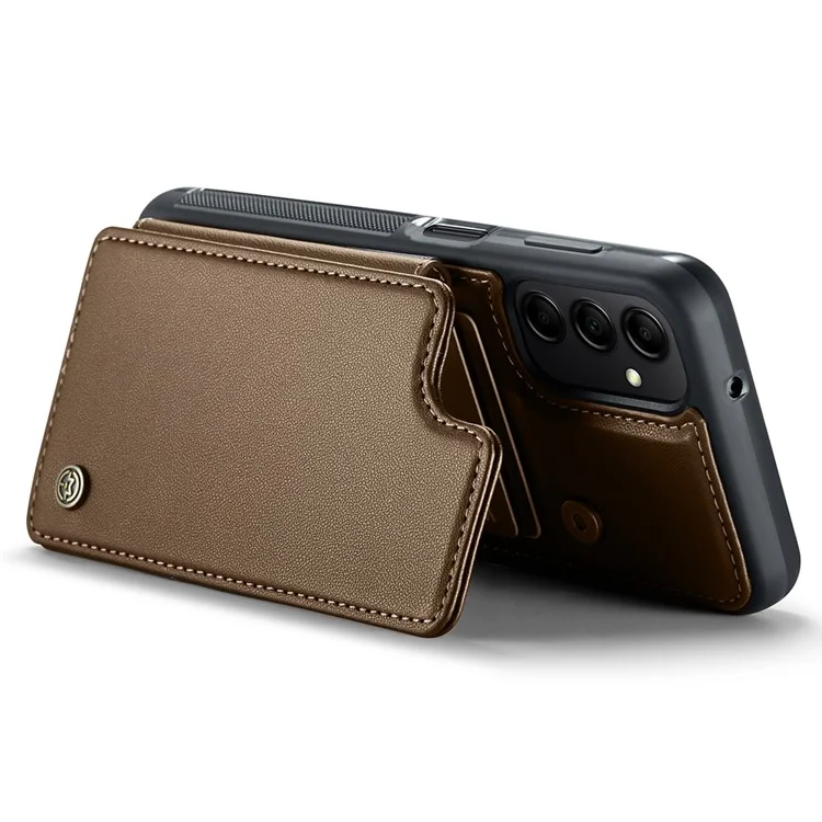 CASEME C22 Series для Samsung Galaxy A14 5G / 4G RFID Blocking Card Holder Kickstand Case Leather Coated TPU Cover - Коричневый