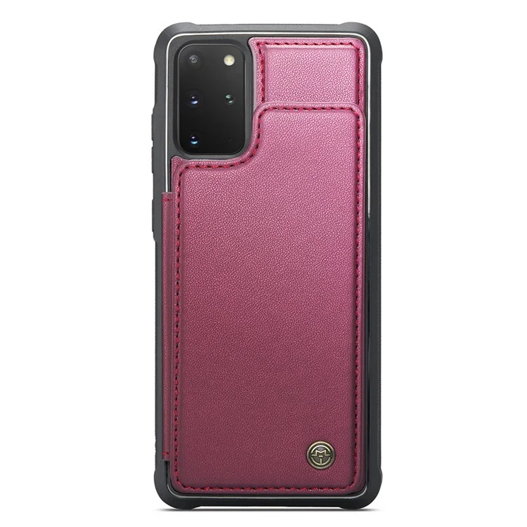 CASEME C22 Серия для Samsung Galaxy S20 Plus 5G / S20 Plus 4G Чехол с держателем для карт с защитой от RFID, кожа+TPU, подставка для телефона - Красный