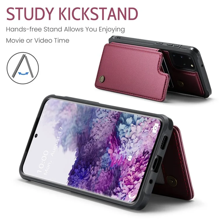 CASEME C22 Серия для Samsung Galaxy S20 Plus 5G / S20 Plus 4G Чехол с держателем для карт с защитой от RFID, кожа+TPU, подставка для телефона - Красный