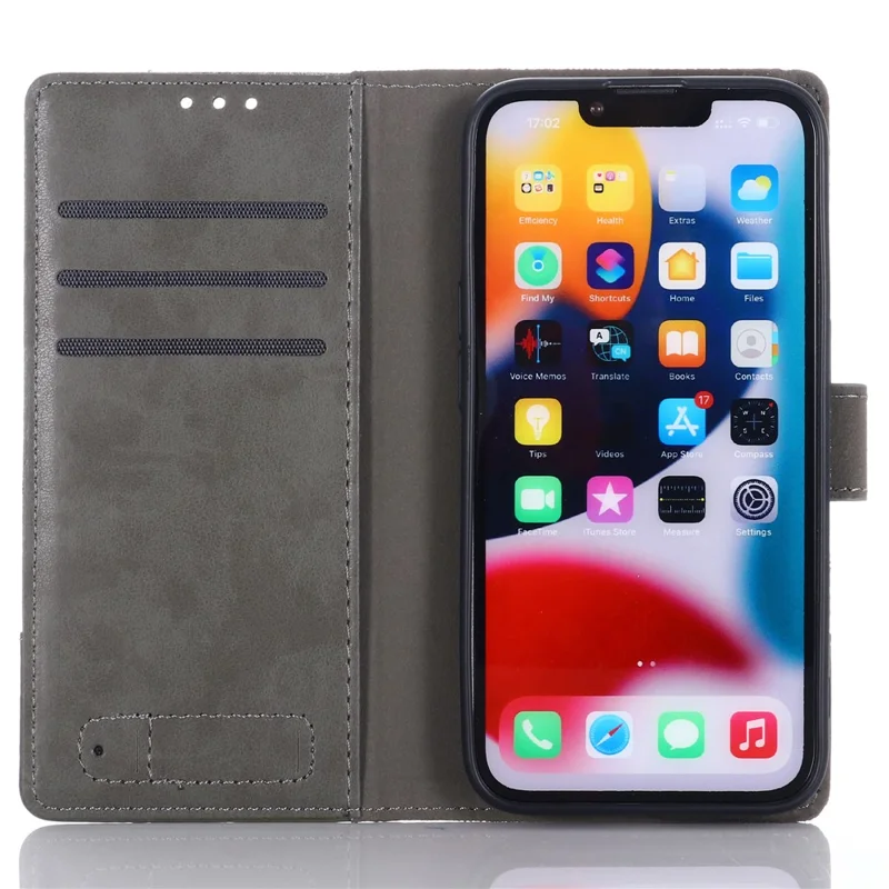 MUXMA MX102 for iPhone 15 Pro Canvas PU Leather Splicing Case Stand Wallet Protective Phone Cover - Grey