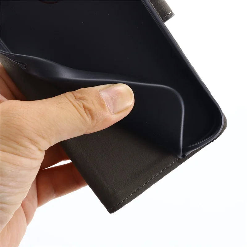 MUXMA MX102 for iPhone 15 Pro Canvas PU Leather Splicing Case Stand Wallet Protective Phone Cover - Grey