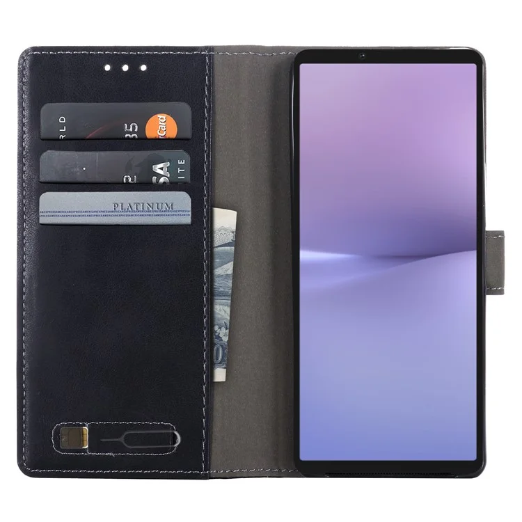 MUXMA MX102 for Sony Xperia 10 V Flip Phone Case Splicing Canvas PU Leather Wallet Stand Cover - Black