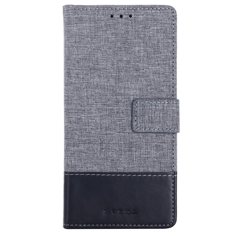 MUXMA MX102 for Sony Xperia 10 V Flip Phone Case Splicing Canvas PU Leather Wallet Stand Cover - Black