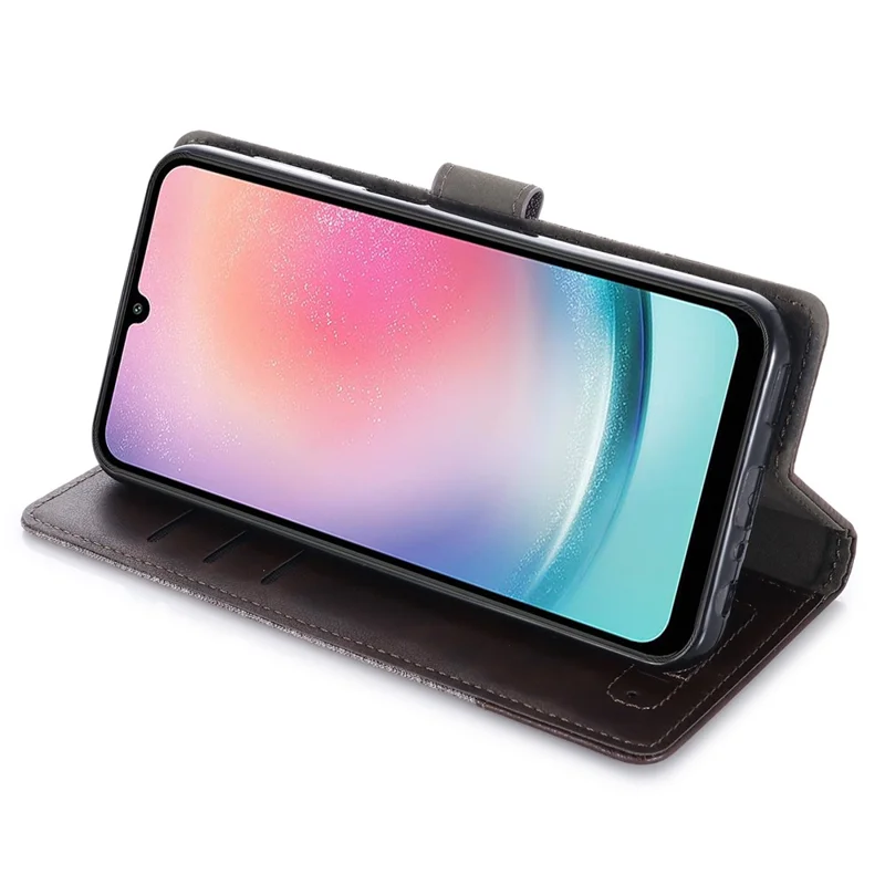 MUXMA MX102 for Samsung Galaxy A24 4G (162.1 x 77.6 x 8.3mm) Canvas PU Leather Splicing Case Stand Wallet Protective Phone Cover - Brown