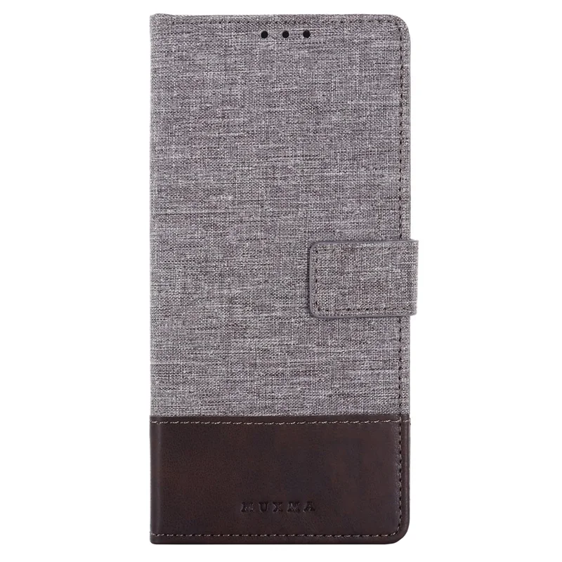 MUXMA MX102 for Samsung Galaxy A24 4G (162.1 x 77.6 x 8.3mm) Canvas PU Leather Splicing Case Stand Wallet Protective Phone Cover - Brown