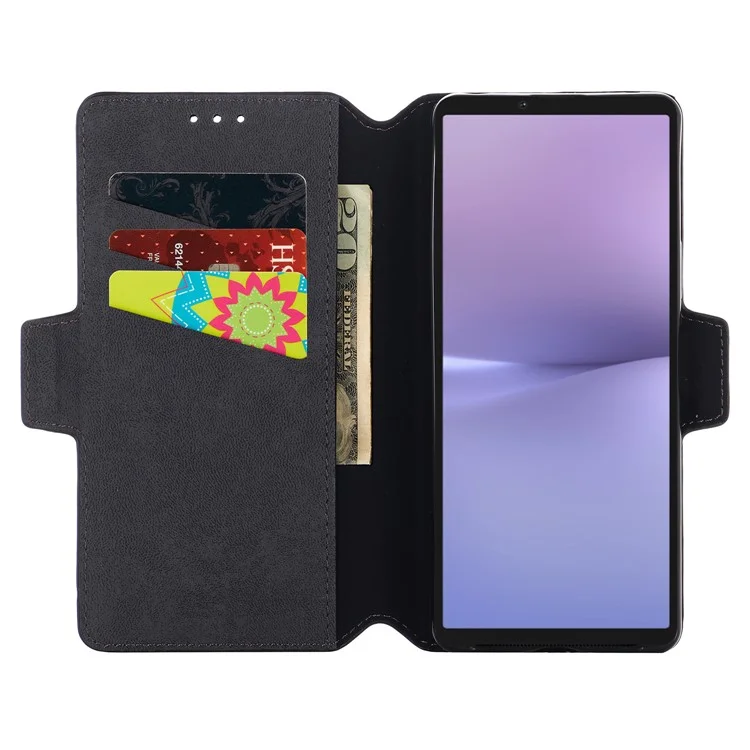 MUXMA MX115 For Sony Xperia 10 V Cross Texture PU Leather Shell Phone Case Stand Wallet Flip Cover - Black