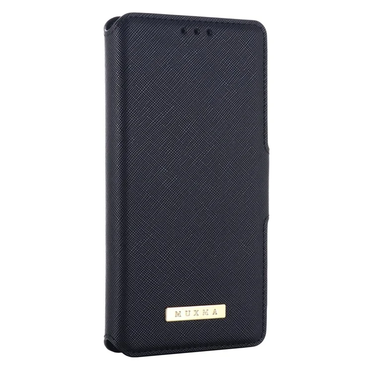 MUXMA MX115 For Sony Xperia 10 V Cross Texture PU Leather Shell Phone Case Stand Wallet Flip Cover - Black