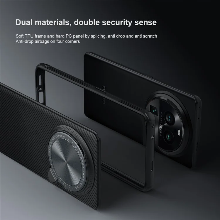 NILLKIN CamShield Prop Series for Oppo Find X6 Pro Hard PC+TPU Phone Case Kickstand Lens Protector Phone Cover - Blue