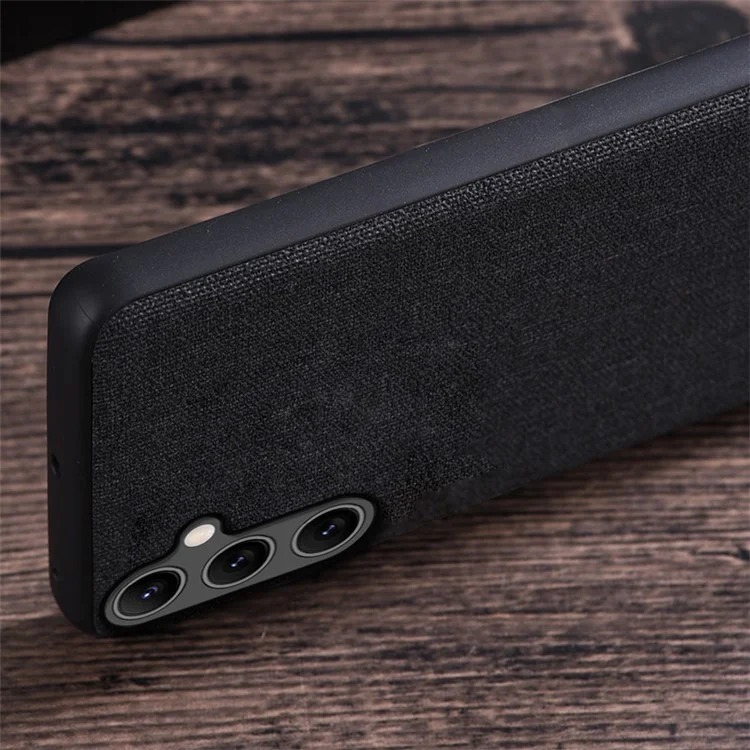 Pour Samsung Galaxy S23 FE Étui de téléphone Cloth+Hard PC Protective Shell Anti-scratch Phone Cover - Black