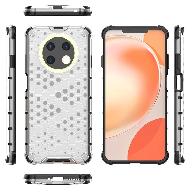 Защитный чехол для телефона Huawei nova Y91 4G TPU+PC - серый, с сотовой структурой