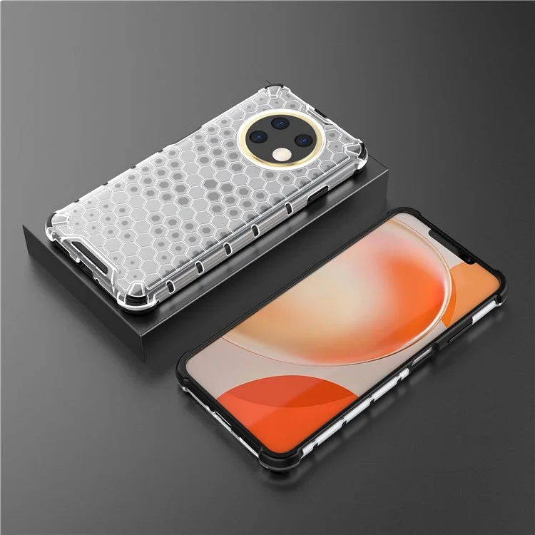 Защитный чехол для телефона Huawei nova Y91 4G TPU+PC - серый, с сотовой структурой