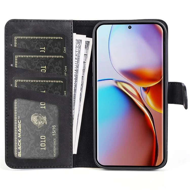Für Motorola Moto X40 5G / Edge 40 Pro 5G Leder-Geldbörsen-Handyhülle Zweifarbige Patchwork-Ständer-Hülle - Schwarz