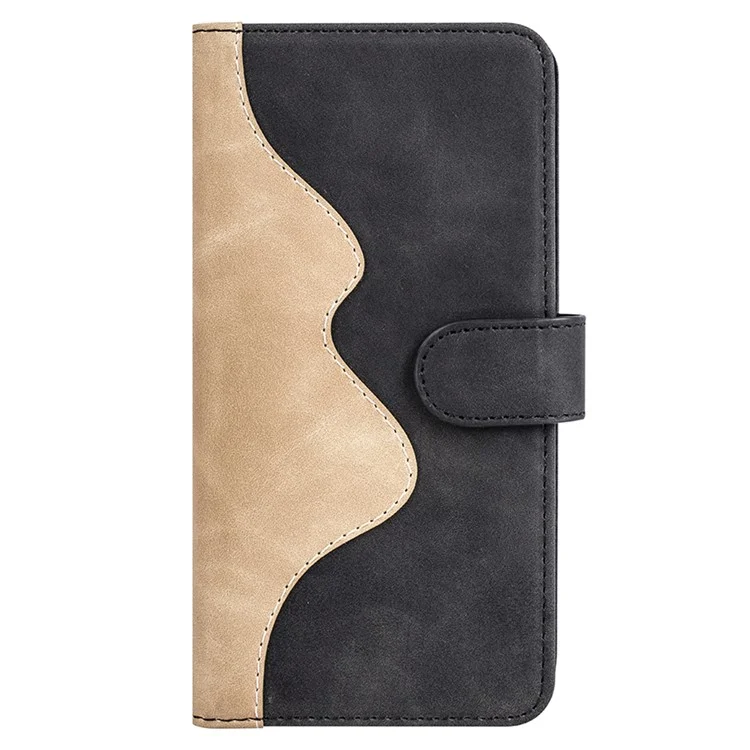 Für Motorola Moto X40 5G / Edge 40 Pro 5G Leder-Geldbörsen-Handyhülle Zweifarbige Patchwork-Ständer-Hülle - Schwarz