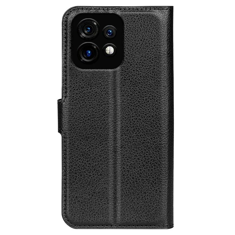 Für Motorola Moto X40 5G / Edge 40 Pro 5G Litchi-Textur Anti-Kratzer-Hülle mit Ständer PU-Leder-Brieftasche Cover - Schwarz